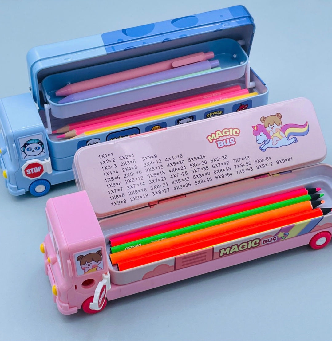 Space/Unicorn School Bus Pencil Box