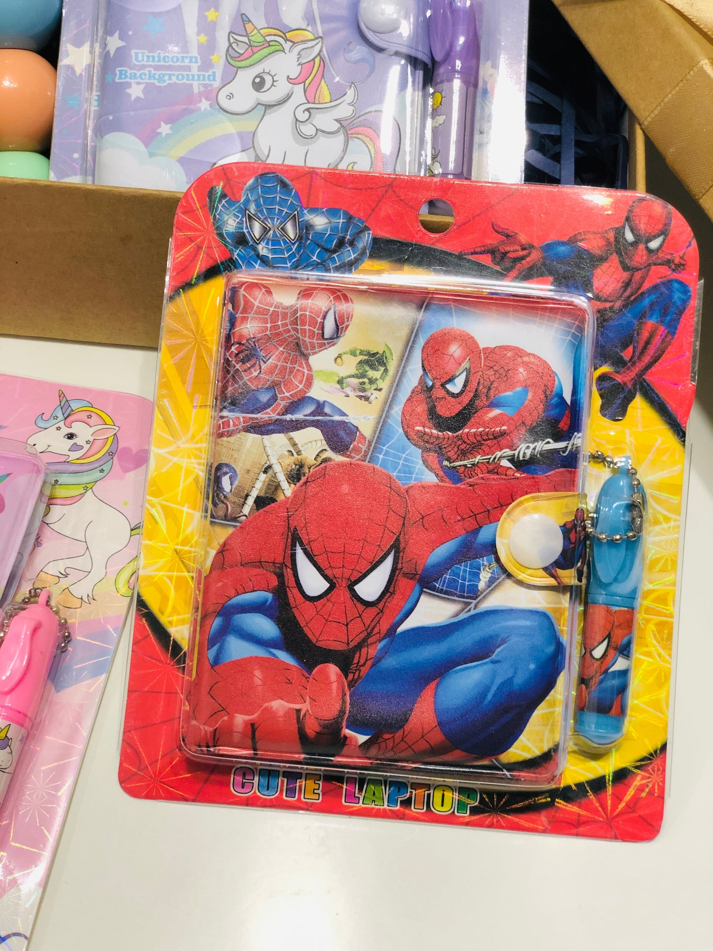 Cute Printed Mini Pocket Diary with Small Pen for Kids (Unicorn/Spider-Man)