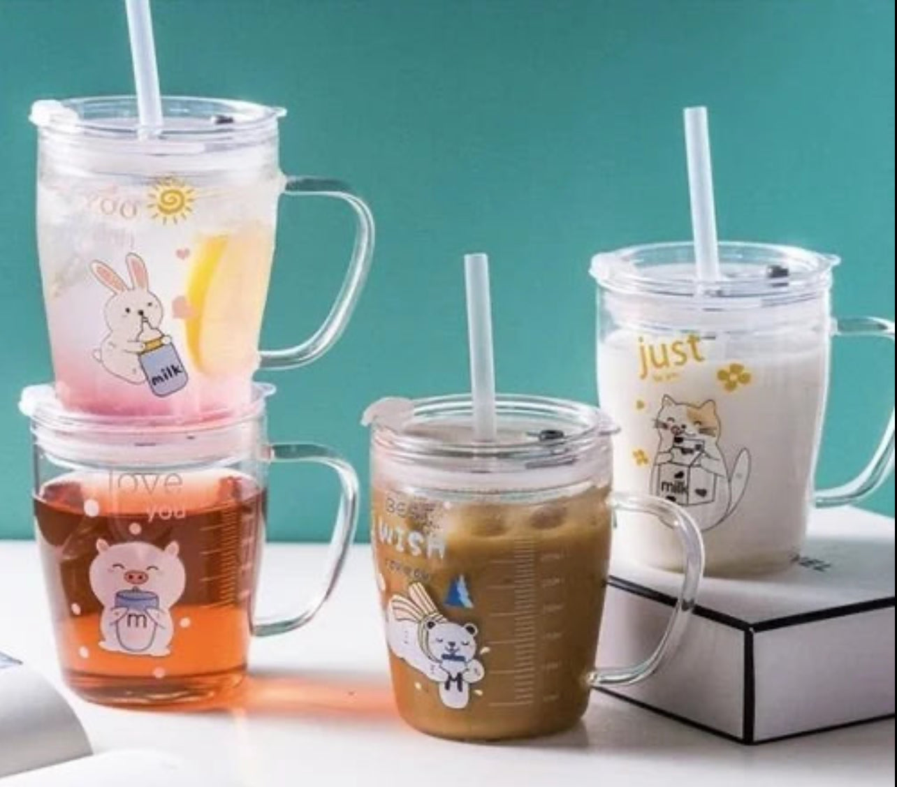 Unicorn-Dino Glass Milk Mug - 350 ml