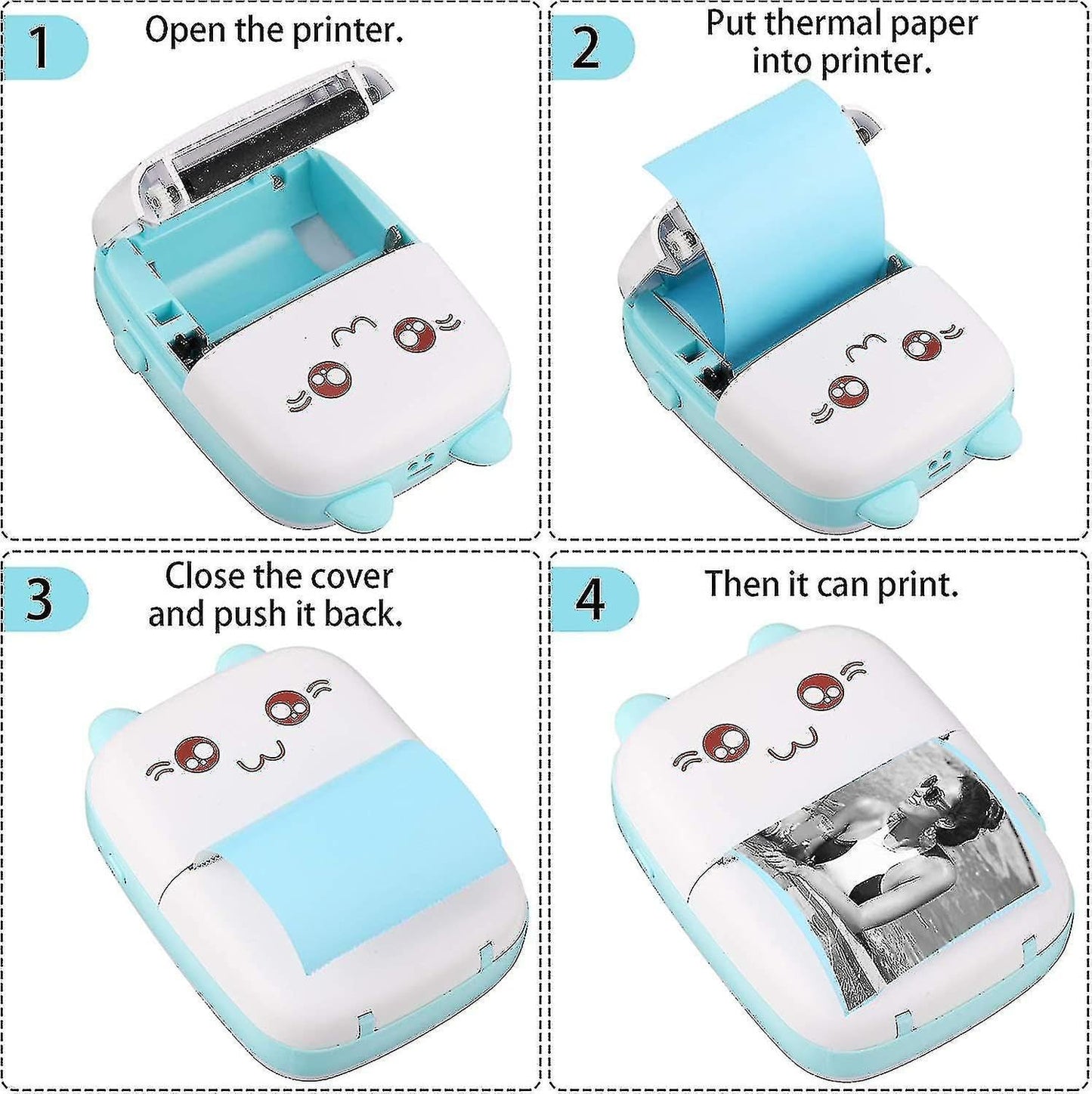 Sicker printer for kids (Bluetooth, include bag, sticker, print roll 5 piece)