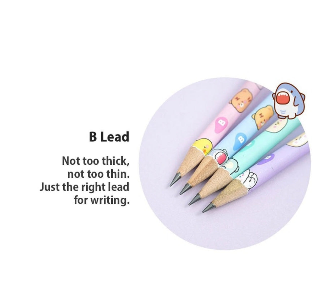 Charming Kawaii Baby Animal Design Toppers with Pencil - Set of 6