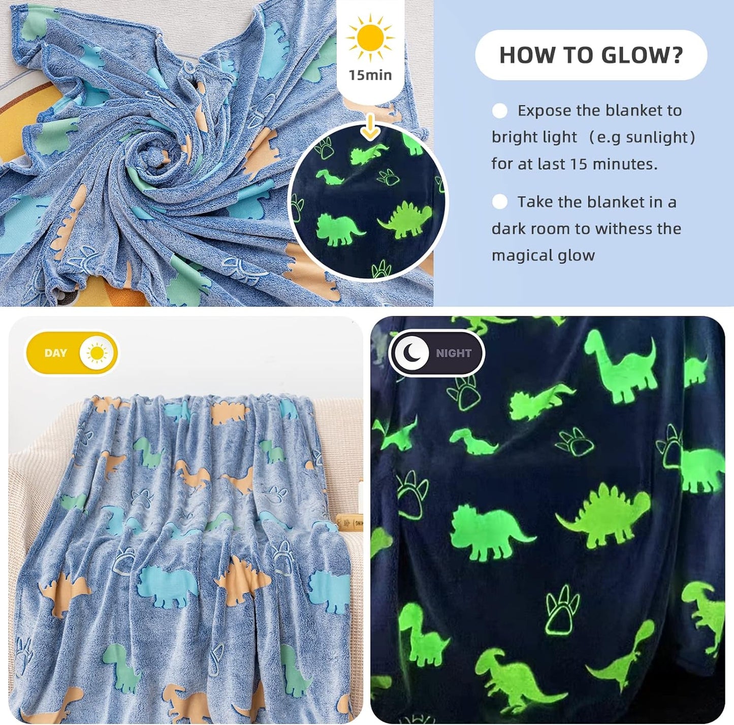GLOWING BLANKET FOR KIDS (6 x 6 Feet size)