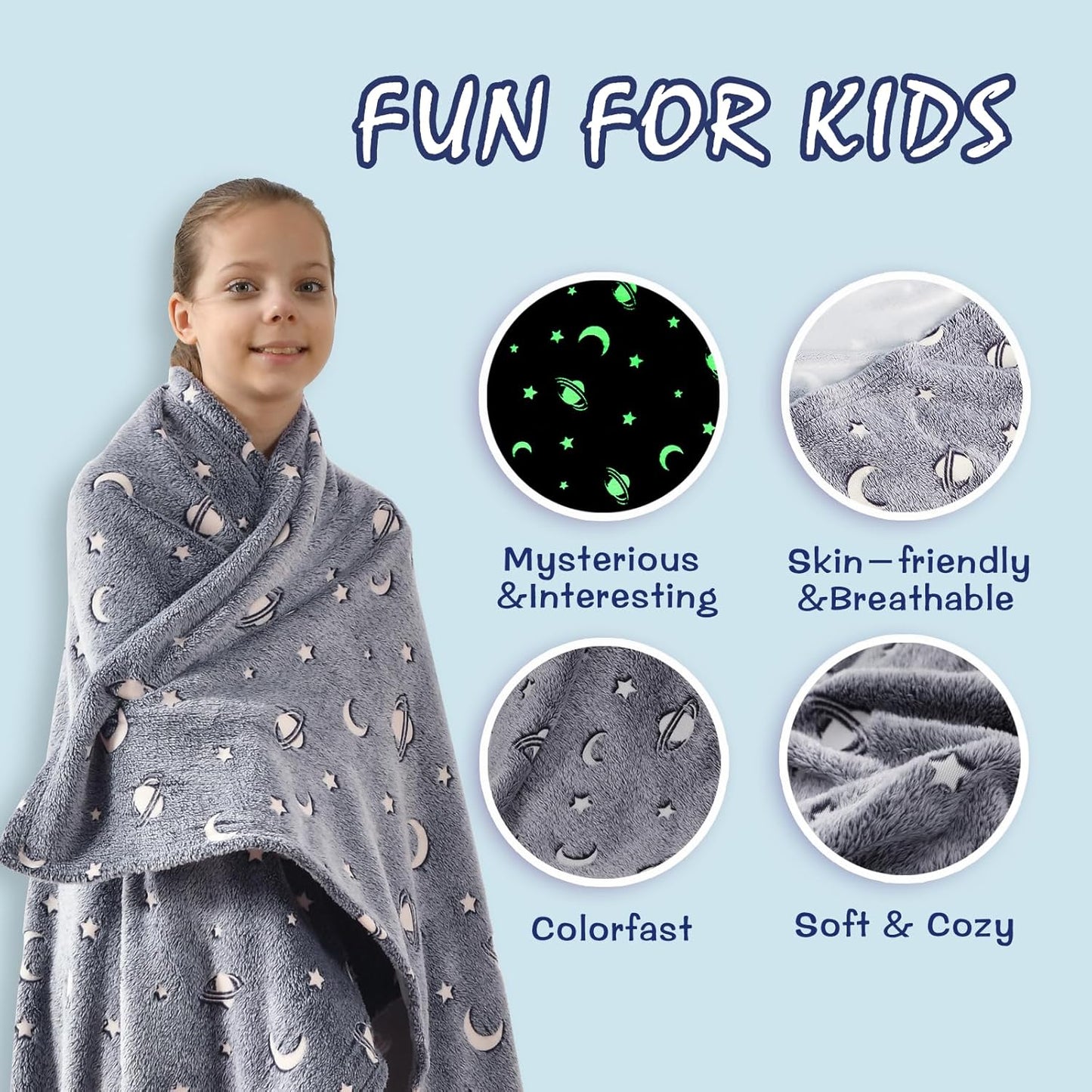 GLOWING BLANKET FOR KIDS (6 x 6 Feet size)