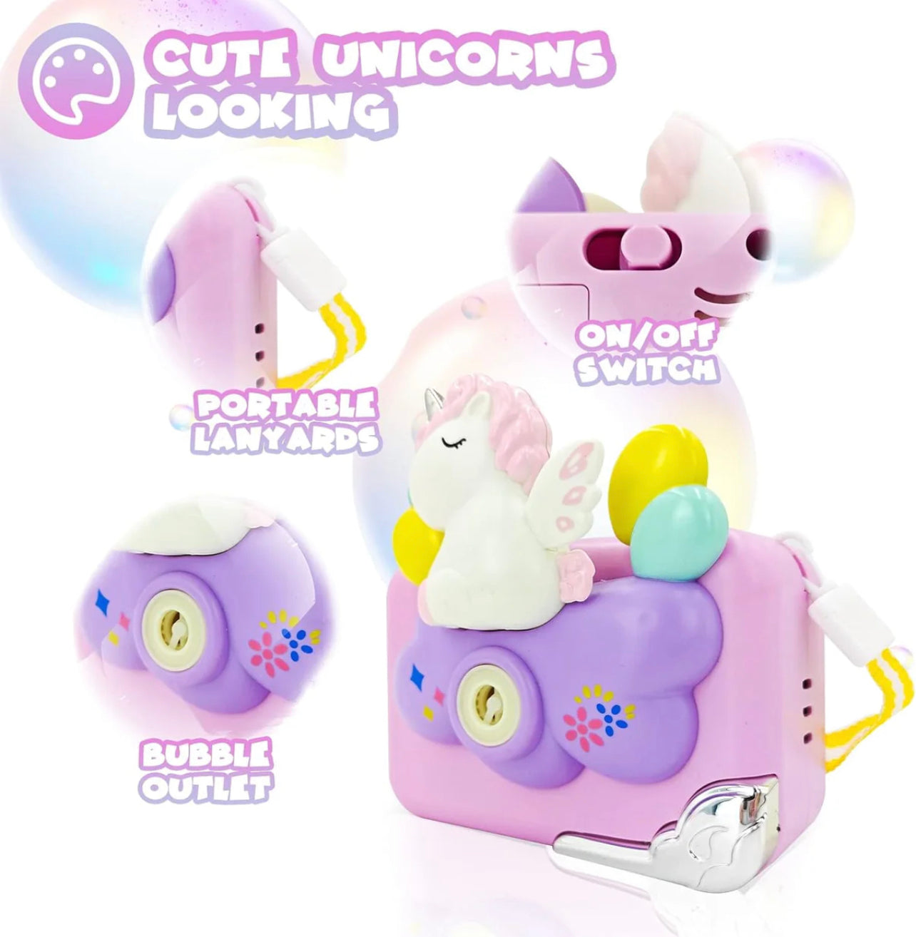 Interactive Bubble Camera Toy for Kids with Light and Music