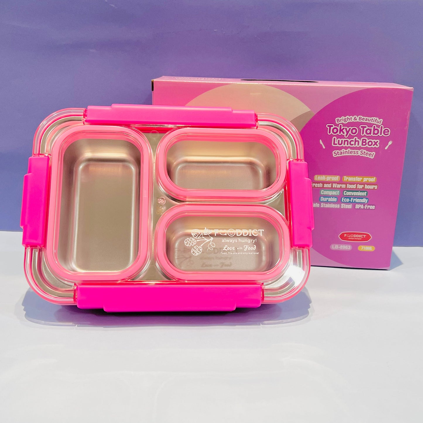 100% Spill Free - 3 Compartments Lunchbox (710ml)