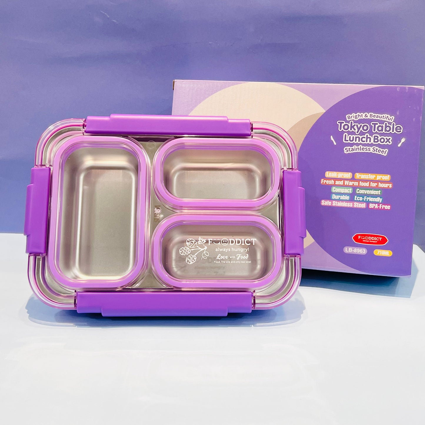 100% Spill Free - 3 Compartments Lunchbox (710ml)