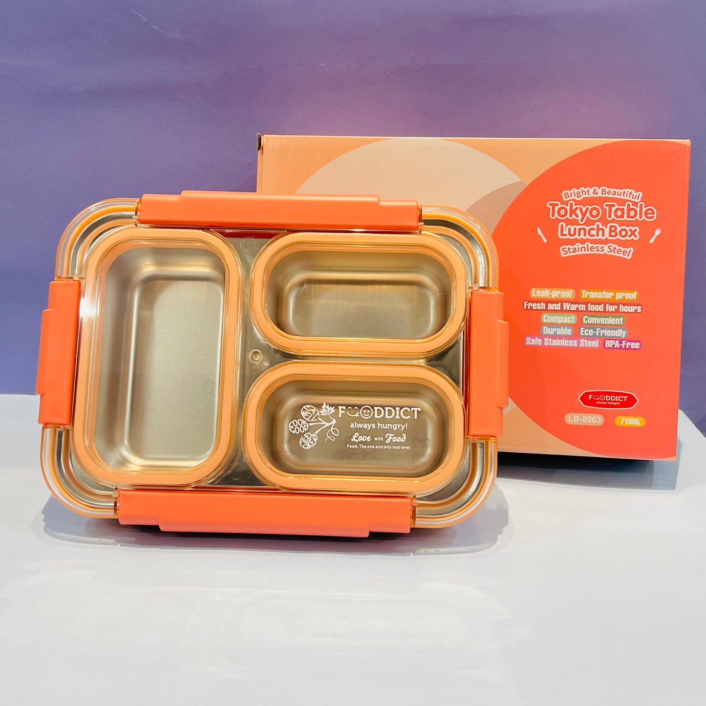 100% Spill Free - 3 Compartments Lunchbox (710ml)