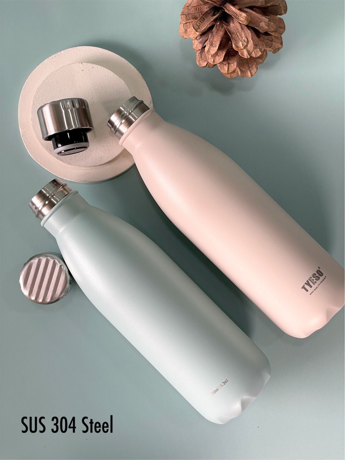Tyeso - 1 Litre Insulated Vacuum Steel Bottle (Hot/Cold)