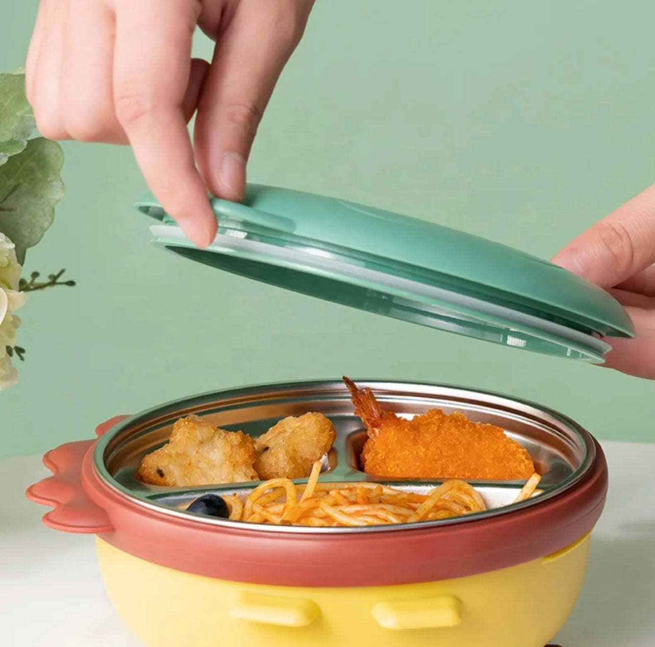 Dashing Dino - 3 Compartments Bento Lunchbox