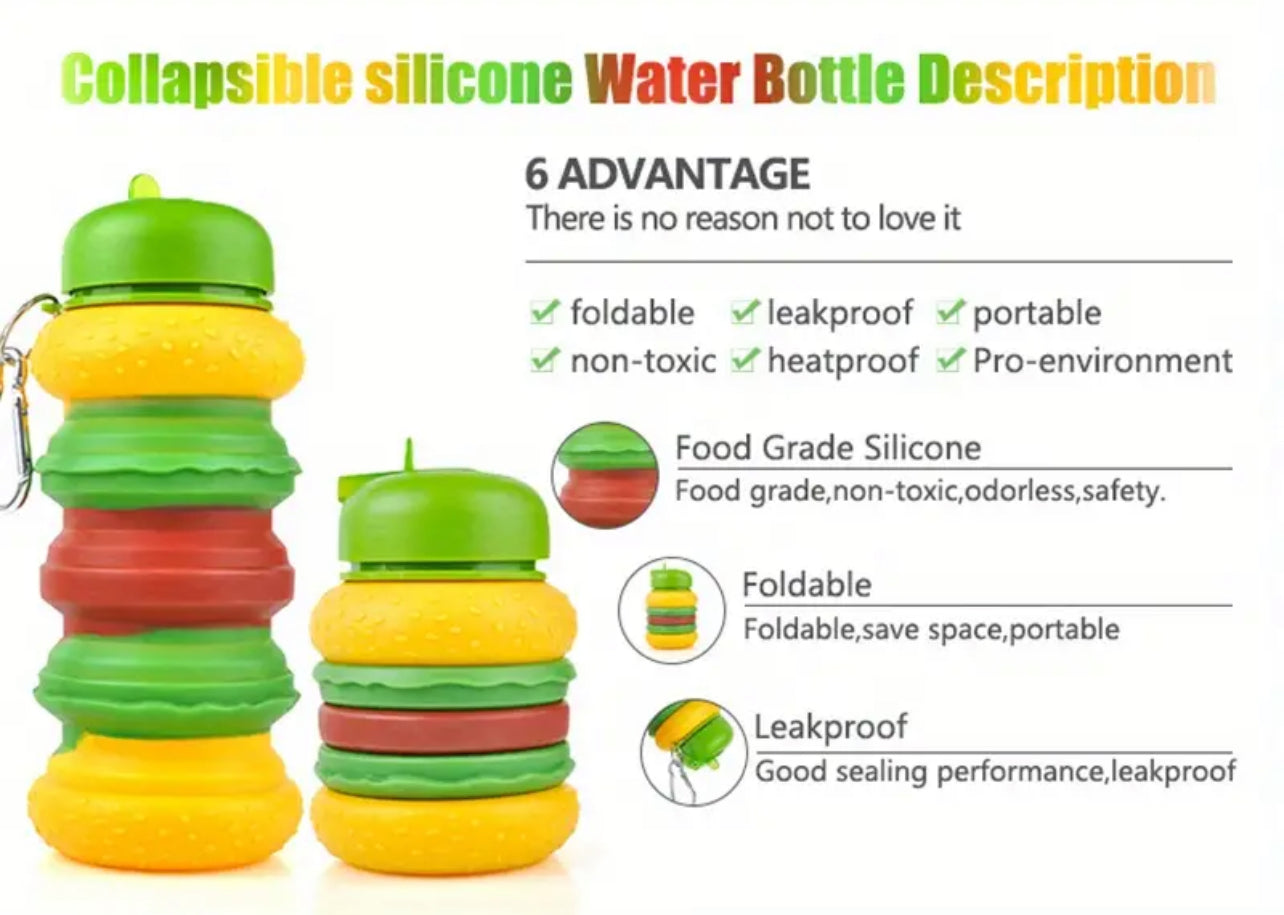 Burger Blast π - Collapsible BPA Free Bottle