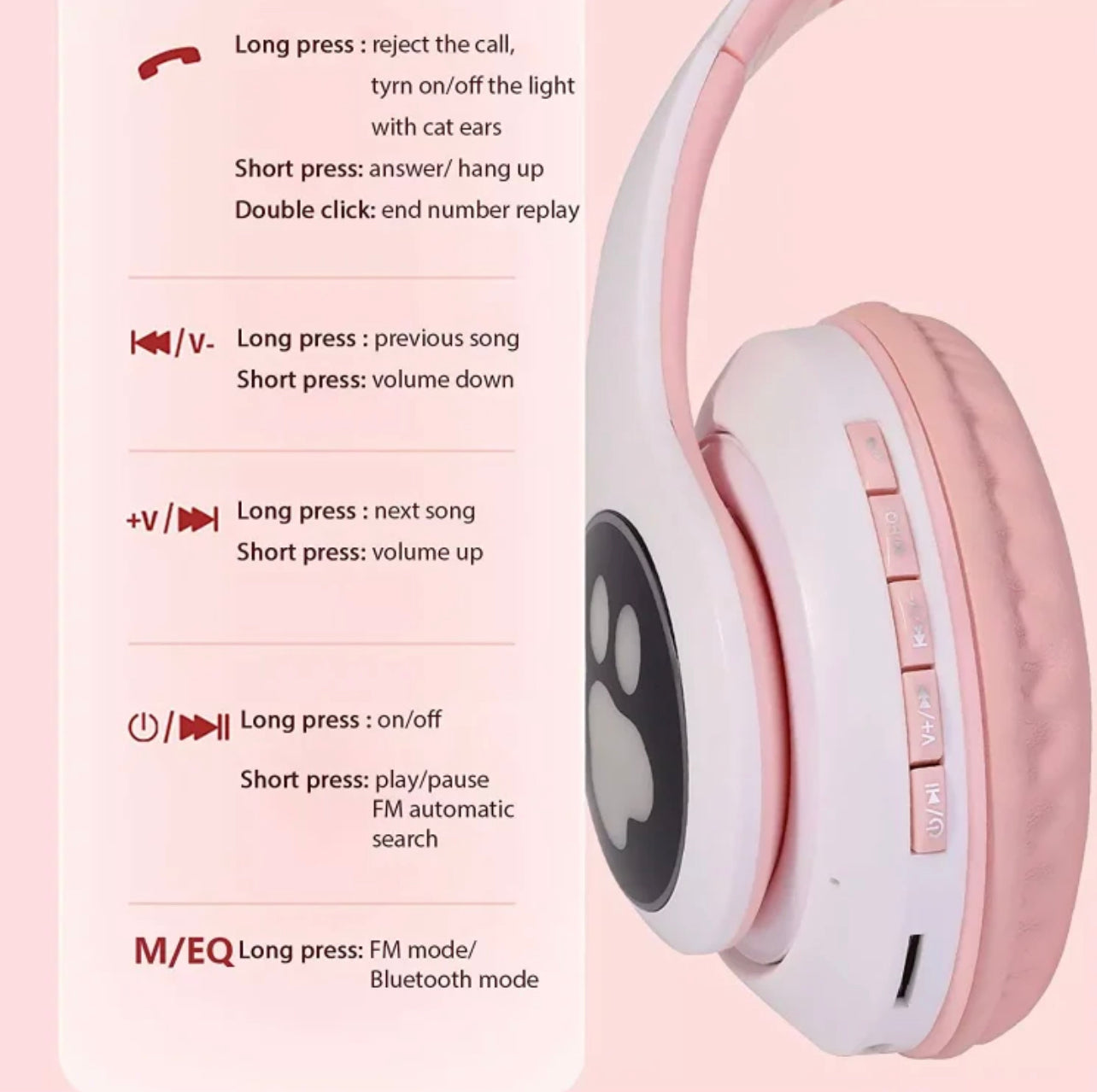 Meow Headphones with Lights - Wireless, Bluetooth