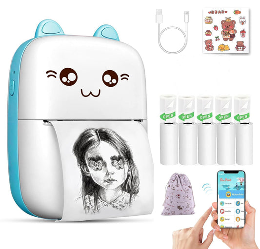 Sicker printer for kids (Bluetooth, include bag, sticker, print roll 5 piece)