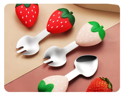 Strawberry - Silicone Spoon-Fork Set