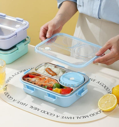 Pastel Lunchbox with 3 Compartments : For Kids and Teenagers