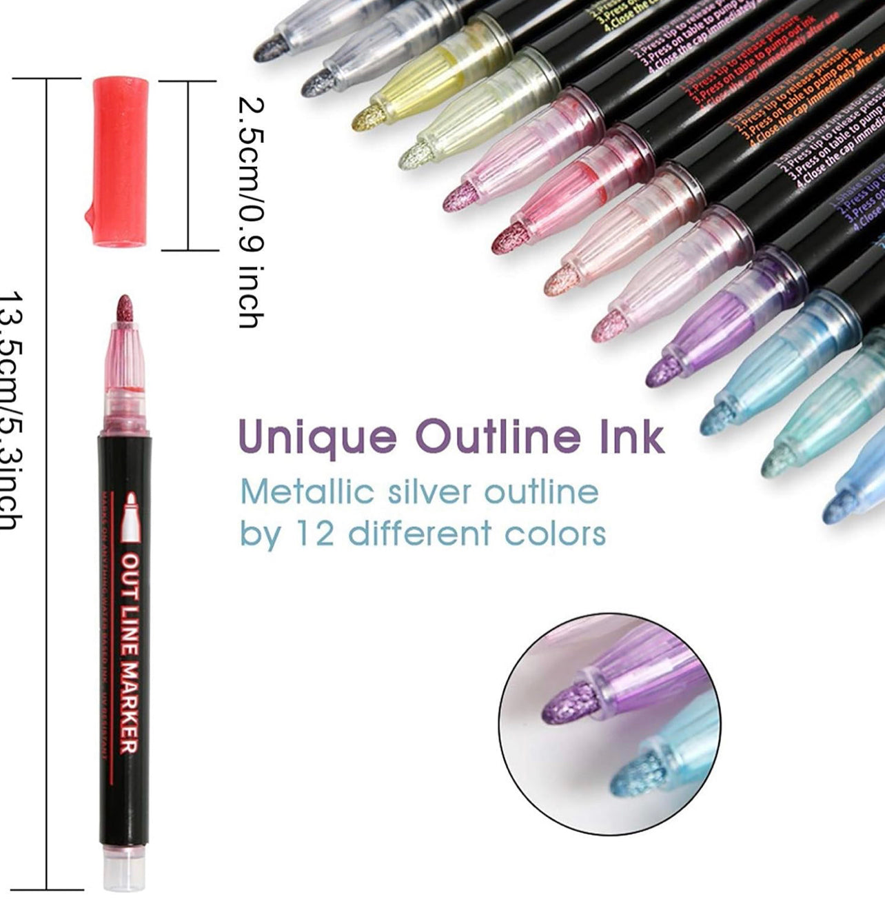 Outliner Marker Pens - 12pcs