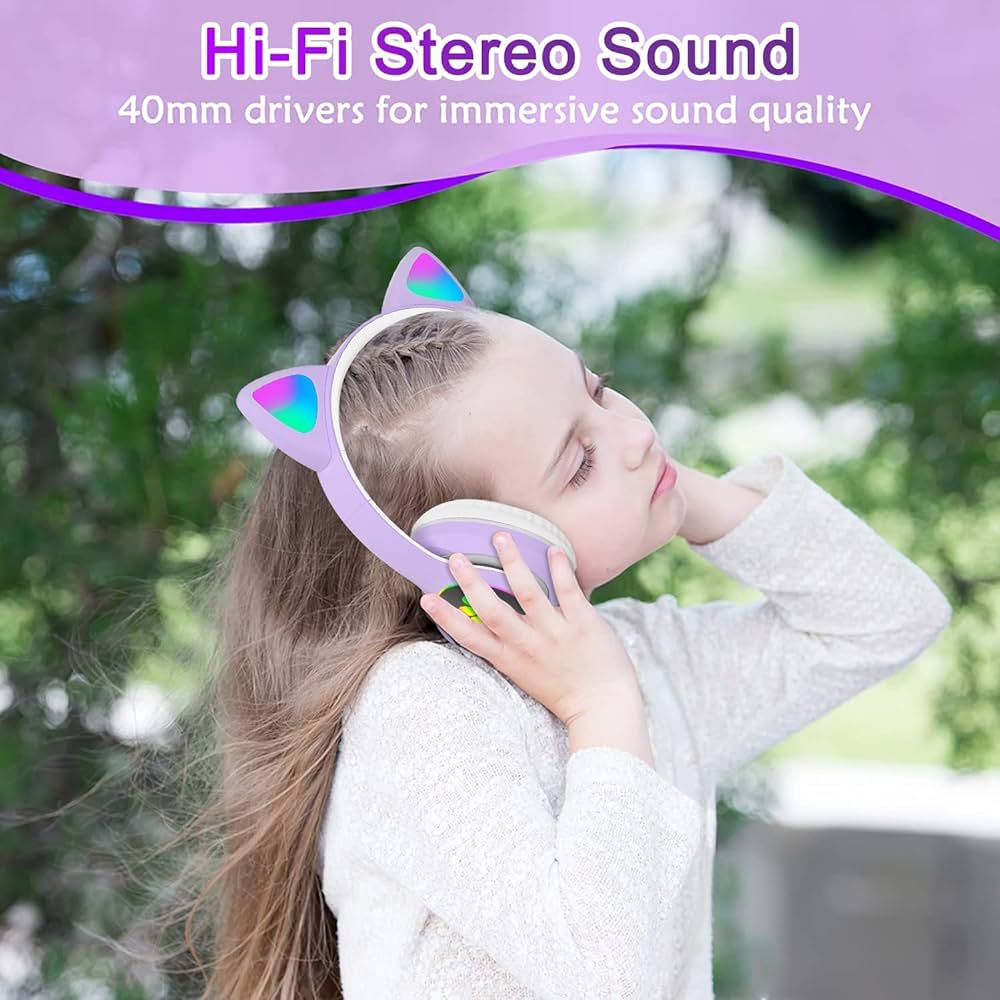 Meow Headphones with Lights - Wireless, Bluetooth
