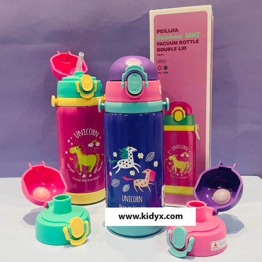 Double Fun - Cute Vacuum Flask with Dual Caps