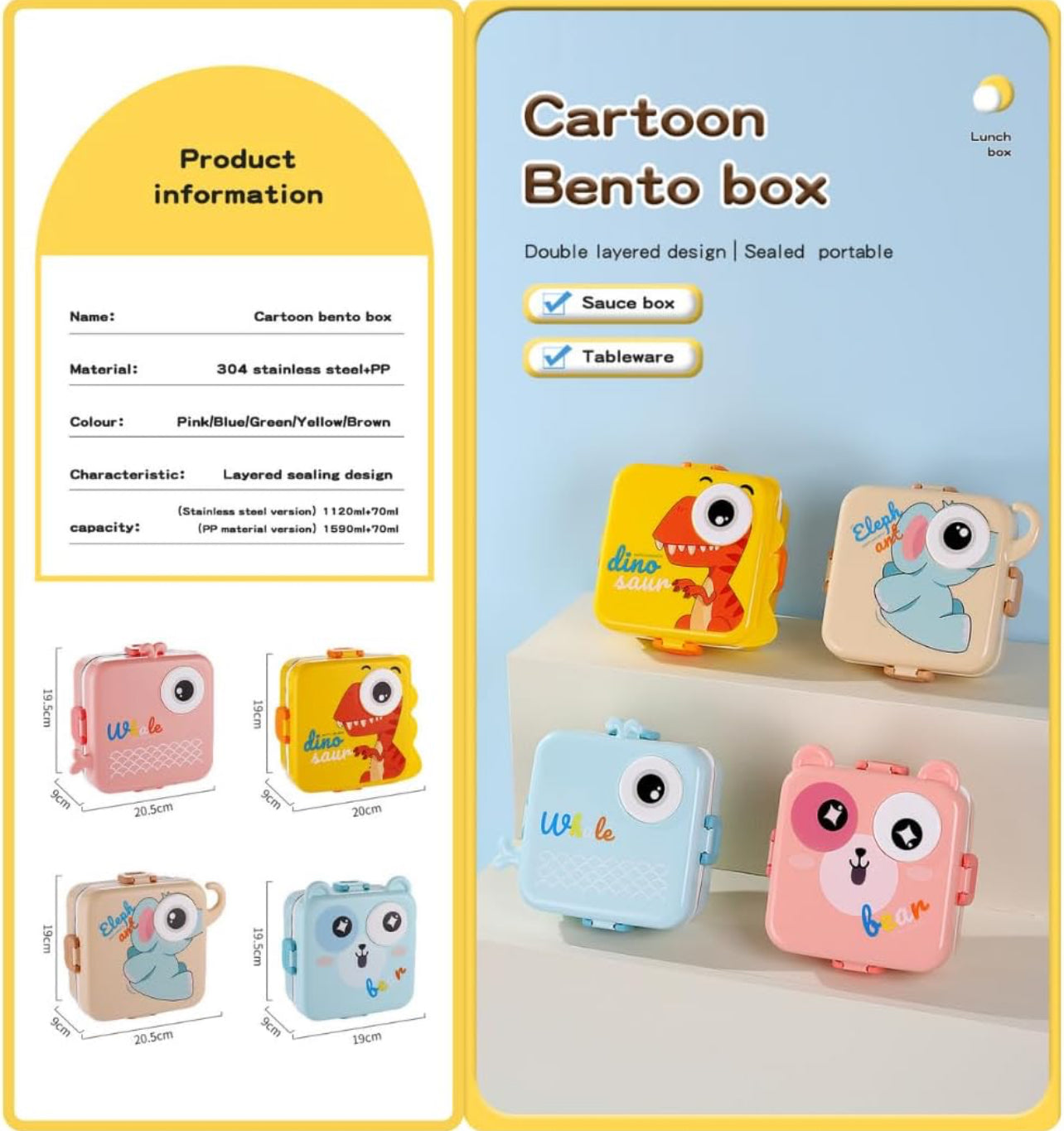 Cartoon Bento Box - Stainless Steel