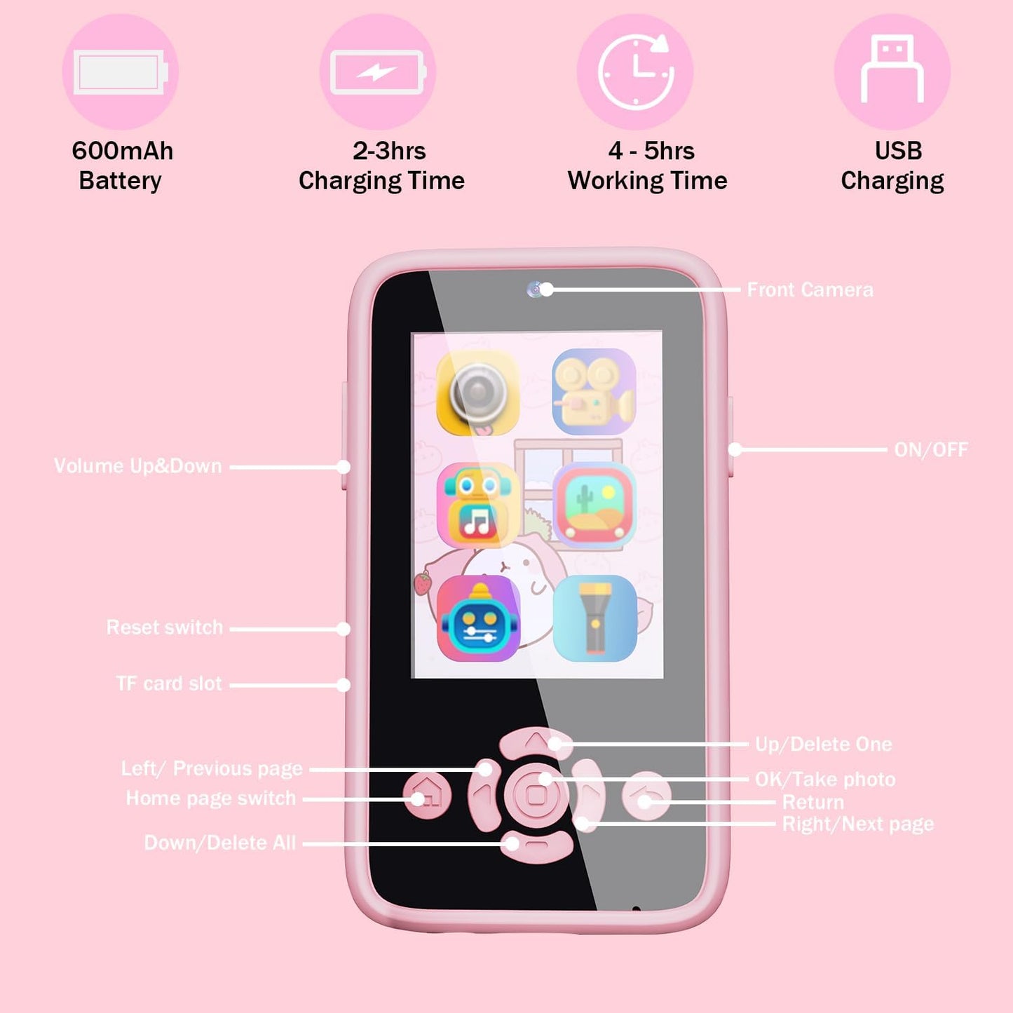 smartphone for kids (in built camera, learning games, MP 3 music player, video recorder)