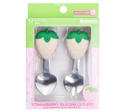 Strawberry - Silicone Spoon-Fork Set