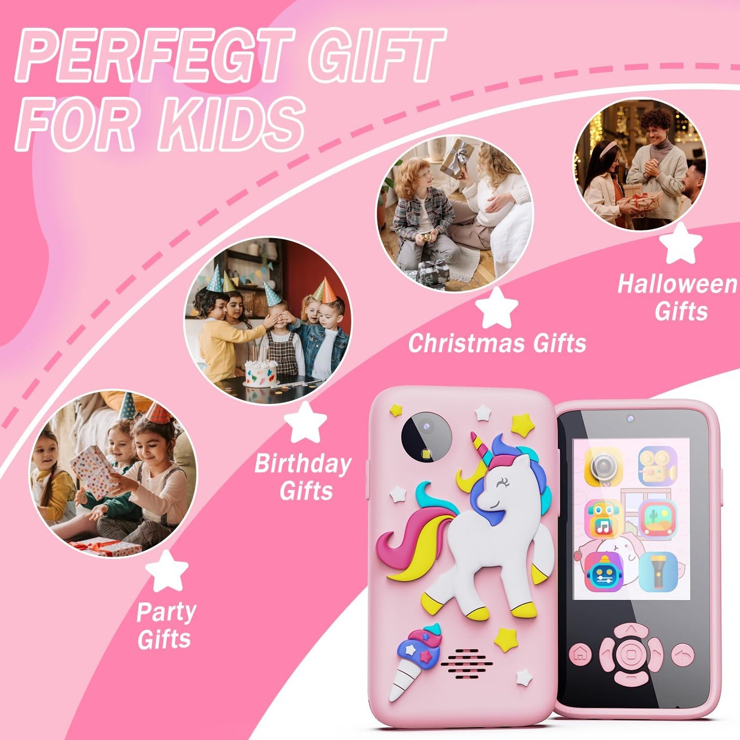 smartphone for kids (in built camera, learning games, MP 3 music player, video recorder)