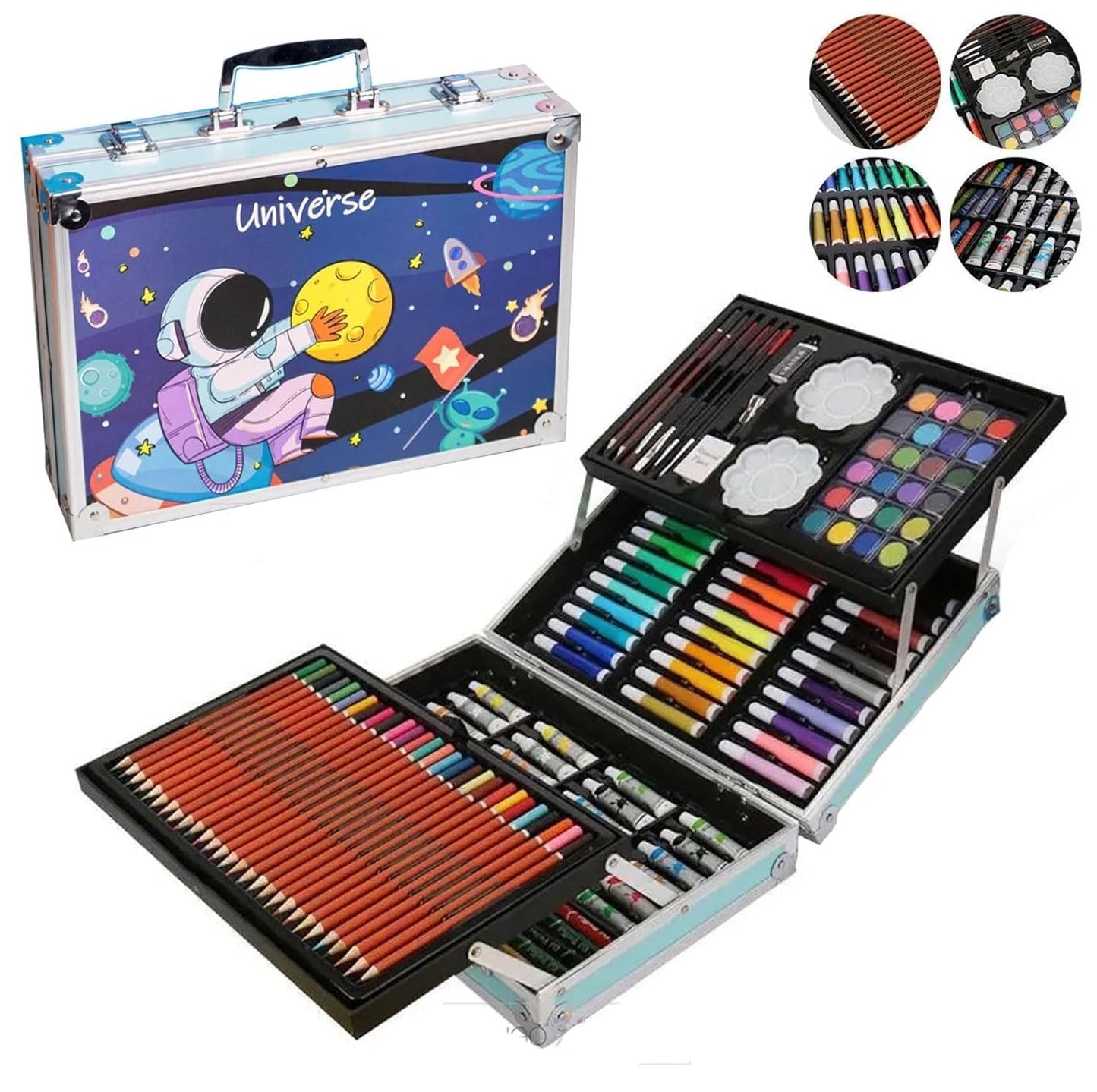 Art and Craft Kit for kids (Coloured Pencil, Markers, Water colours, Tube colours, Sketchpens, Oil pastel, Brushes)