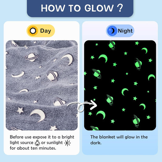 Super Soft Cozy Furry Big Blanket - Glow in The Dark (6ft x 6ft)