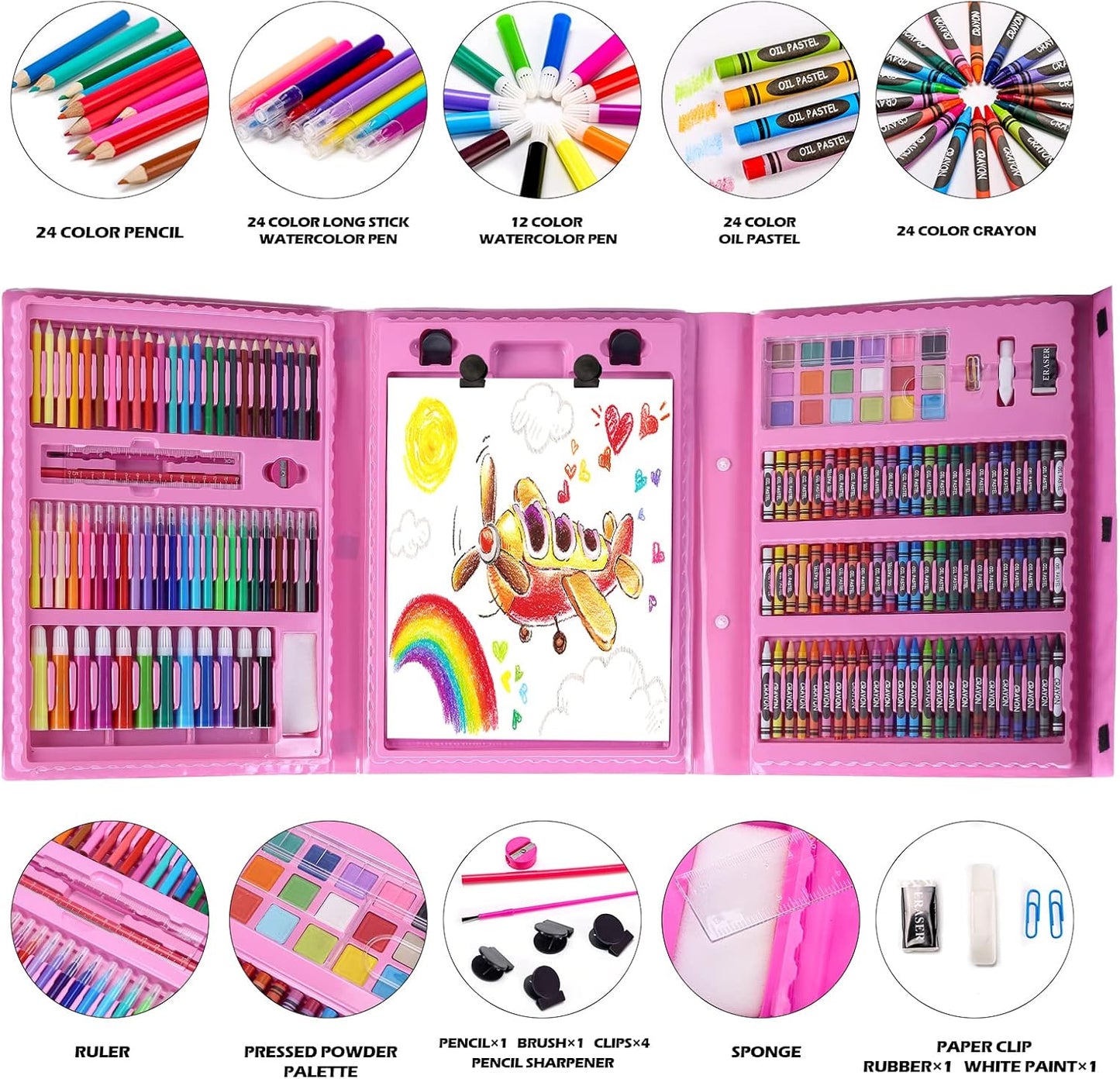 Art and Craft Kit for kids (Coloured Pencil, Markers, Water colours, Tube colours, Sketchpens, Oil pastel, Brushes)