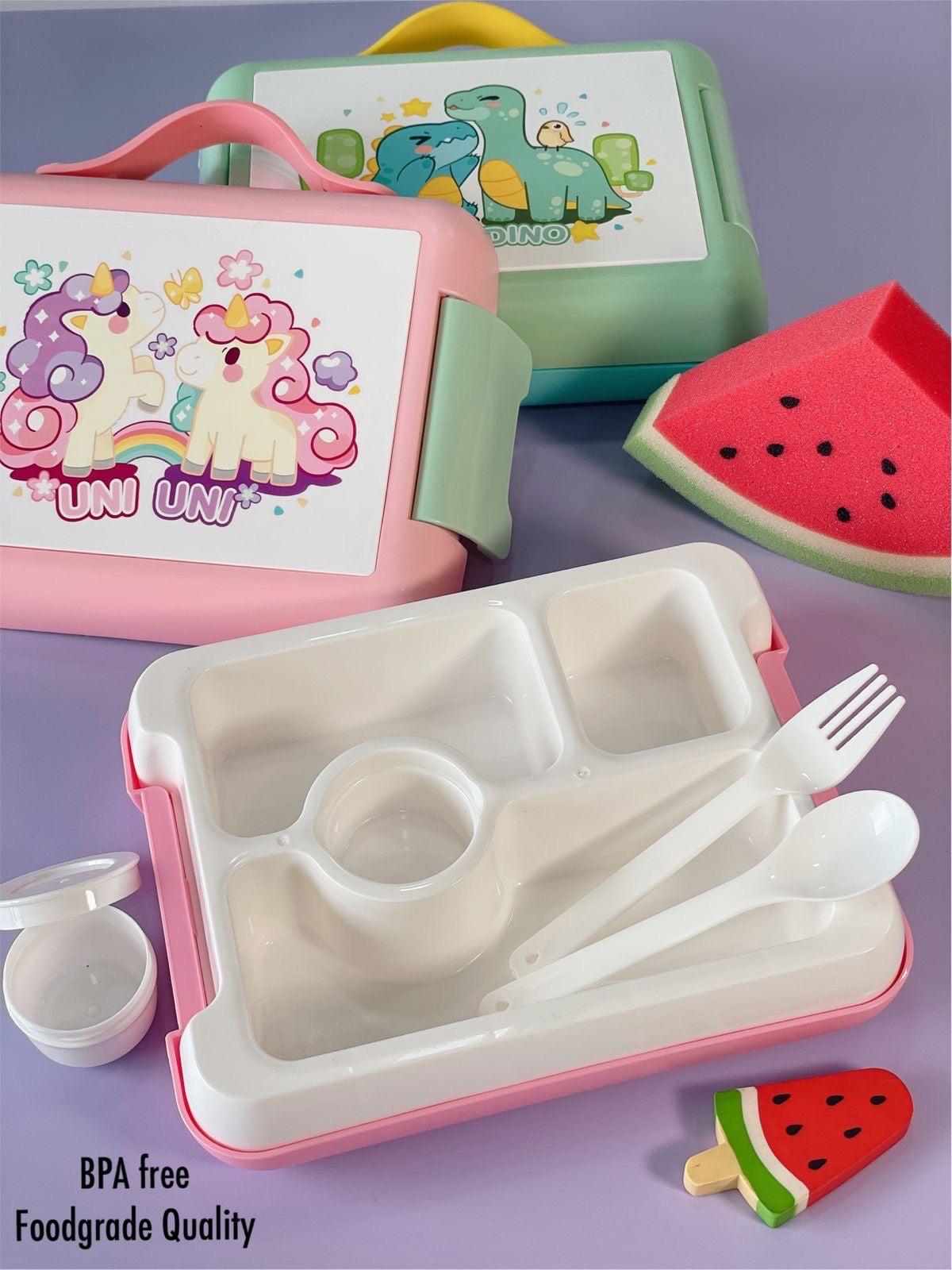 Spill Proof 4 Compartment Lunch Box - Food Grade, BPA Free