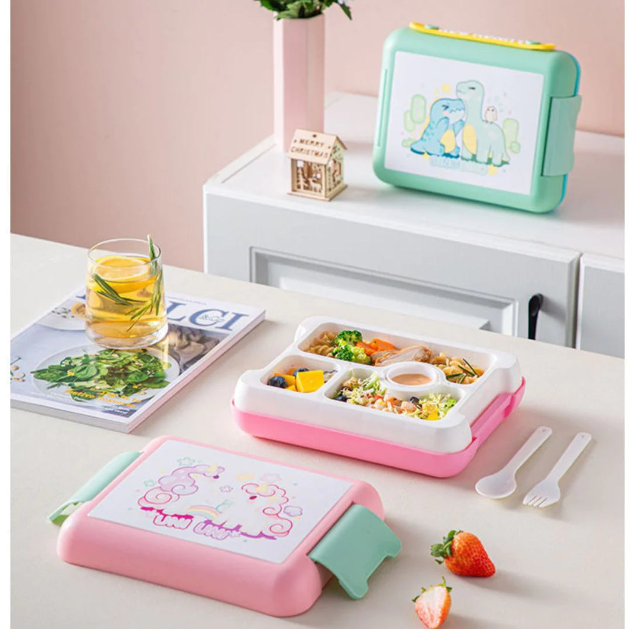 Spill Proof 4 Compartment Lunch Box - Food Grade, BPA Free