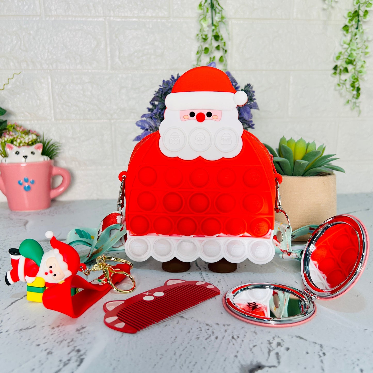 Christmas Gift - Sling Bag with Mirror, Comb and Keychain