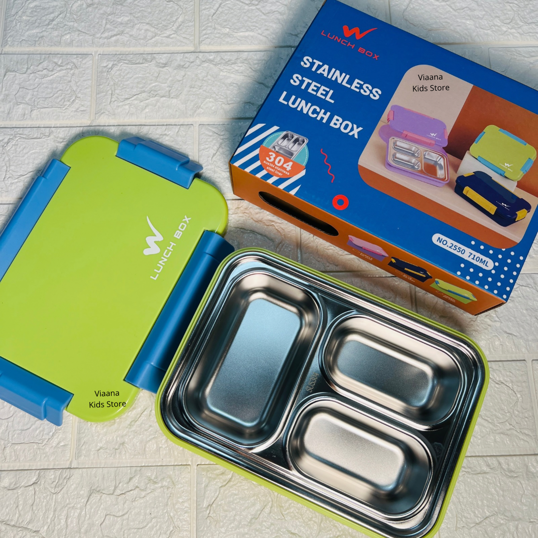 Opaque Lid : Spill Free 3 Grids Lunchbox
