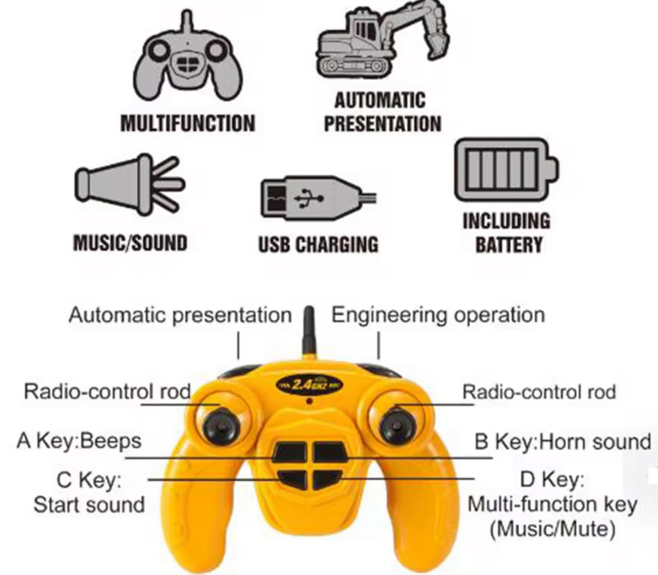 RC Excavator - 1:14 6 Channel Engineering Bulldozer