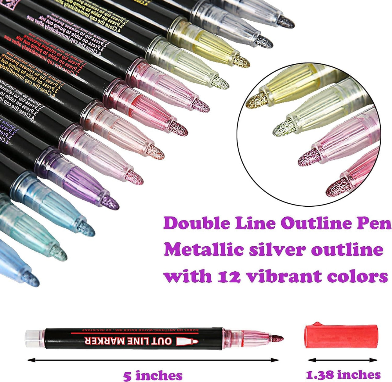 Outliner Marker Pens - 12pcs