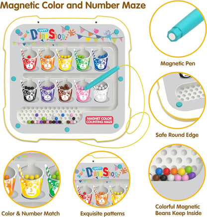 2-in-1 Magnetic Dot Drawing Board & Magnetic Maze for Kids