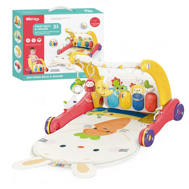 2 In 1 Baby Walker & Piano Rack | Baby Gym Play Mat