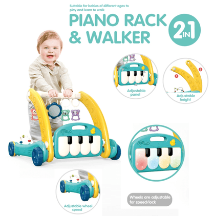 2 In 1 Baby Walker & Piano Rack | Baby Gym Play Mat