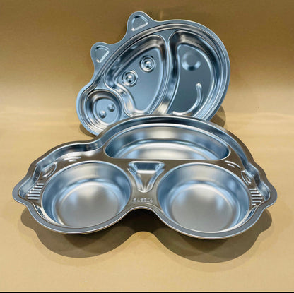 Stainless Steel Feeding Plates | Eat, Fun and Learn