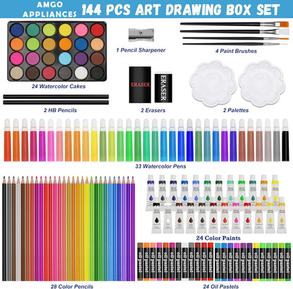 Art and Craft Kit for kids (Coloured Pencil, Markers, Water colours, Tube colours, Sketchpens, Oil pastel, Brushes)
