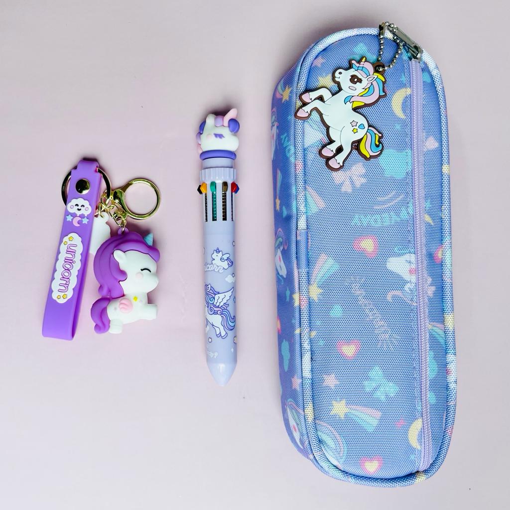 Cute Pencil Pouch with Pen and Keychain - Gift Pack