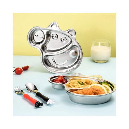 Stainless Steel Feeding Plates | Eat, Fun and Learn