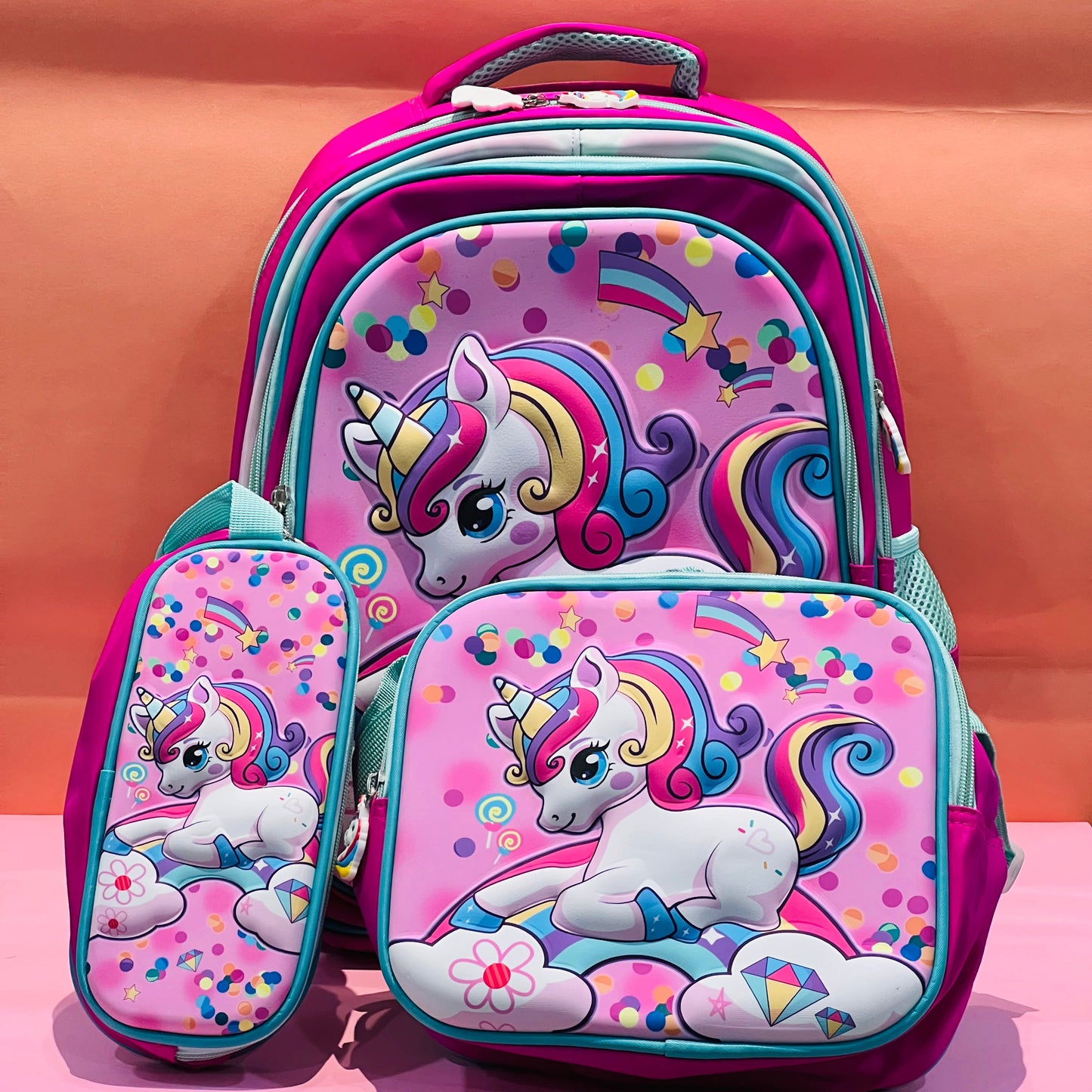 Cute School bags with Lunchbag and Pouch Combo